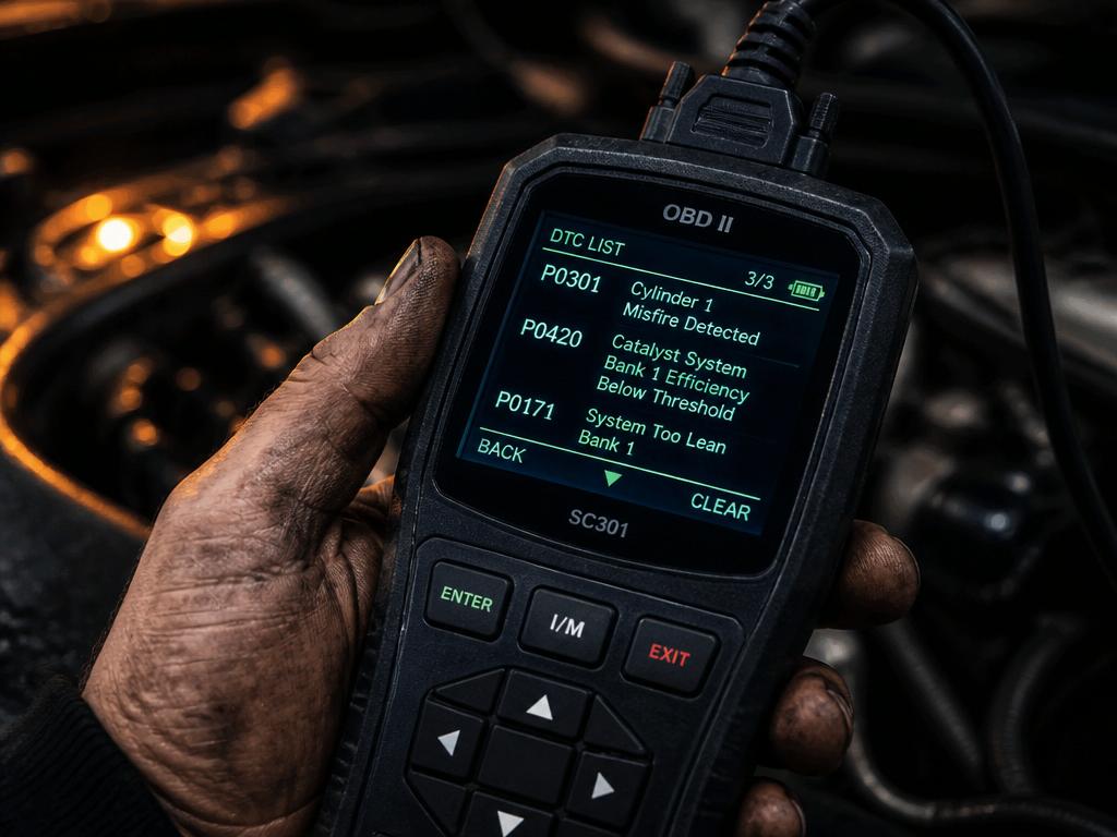 Scanner OBD-II conectado ao veículo